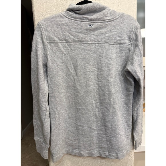 Vineyard Vines Women's Gray Cowl Neck Pullover Sweatshirt XXS Whale Logo - Picture 2 of 4
